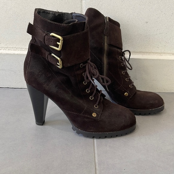 Chocolate brown platform boots - Picture 1 of 5